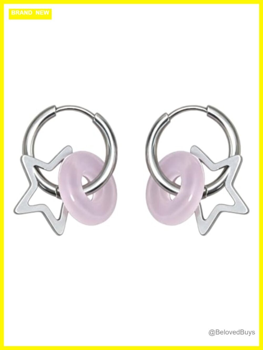 Sparkly Star Dangle Hoop Earrings Y2K Emo Grunge Costume Jewelry Gift